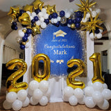 Allenjoy Gold And Blue Graduation Backdrop