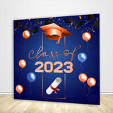 Allenjoy Graduation Blue And Orange Backdrop