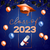 Allenjoy Graduation Blue And Orange Backdrop