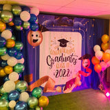 Allenjoy Graduation Party Blue And Gold Backdrop