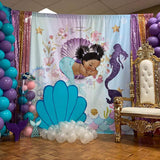 Allenjoy Little Mermaid Baby Shower Backdrop