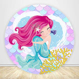 Allenjoy Mermaid Birthday Circle Backdrop Cover