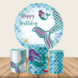 Allenjoy Mermaid Birthday Party Round Backdrop Cover