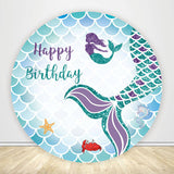 Allenjoy Mermaid Birthday Party Round Backdrop Cover