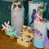 Allenjoy Mermaid Party Fabric Pedestal Covers