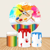 Allenjoy Painting Theme Party Round Backdrops Cover