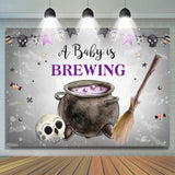 Allenjoy A Baby Is Brewing Halloween Themed Baby Shower Backdrop