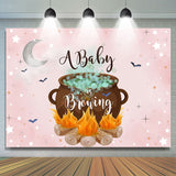 Allenjoy A Baby Is Brewing Moon And Star Pink Baby Shower Backdrop