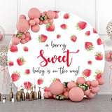 Allenjoy A Berry Sweet Fruit White Round Baby Shower Backdrop