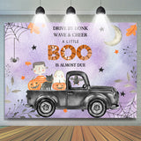 Allenjoy A Little Boo Is Almost Due Purple Baby Shower Backdrop