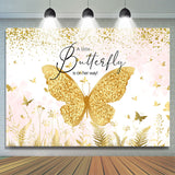 Allenjoy A Little Butterfly Gold Glitter Baby Shower Backdrop