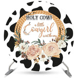 Allenjoy A Little Cow Is On The Way Baby Showr Circle Backdrop