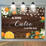 Allenjoy A Little Cutie Is On The Way Orange Backdrop For Baby Shower