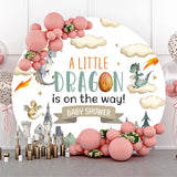 Allenjoy A Little Dragon Castle Round Baby Shower Backdrop