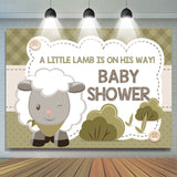 Allenjoy A Little Lamb Is On His Way Dark Green Baby Shower Backdrop