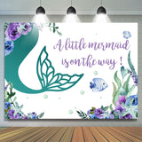 Allenjoy A Little Mermaid Is On Thy Way Baby Shower Backdrop