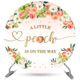 Allenjoy A Little Peach Pink And Floral Round Birthday Backdrop