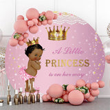 Allenjoy A Little Princess Is On The Way Pink Round Backdrop