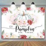 Allenjoy A Little Pumpkin Is On The Way Pink Baby Shower Backdrop