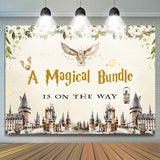 Allenjoy A Magical Bundle Castle Floral Baby Shower Backdrop