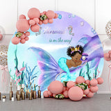 Allenjoy A Mermaid Is On The Way Baby Shower Round Backdrop