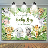 Allenjoy A Sweet Baby Boy Is On His Way Animals Green Baby Shower Backdrop