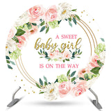 Allenjoy A Sweet Baby Girl Is On The Way Pink Round Backdrop