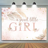 Allenjoy A Sweet Little Girl Floralpink Baby Shower Backdrop