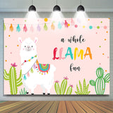 Allenjoy A Whole Llama Lun Pink Birthday Backdrops For Girl