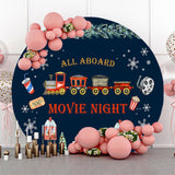 Allenjoy Aboard Movie Night Christmas Round Birthday Backdrop