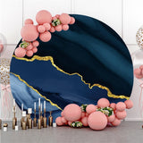 Allenjoy Abstract Dark Blue And Glitter Golden Circle Backdrop