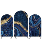 Allenjoy Abstracted Texture Navy Blue Gold Birthday Arch Backdrop Kit