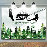 Allenjoy Adventure Awaits Watercolor Forest Birthday Backdrop