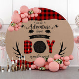 Allenjoy Adventure Begin Boy Antler Round Baby Shower Backdrop