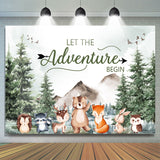 Allenjoy Adventure Begin Forest Animals Baby Shower Backdrop