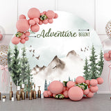 Allenjoy Adventure Begin Forest Round Baby Shower Backdrop