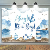 Allenjoy Ahoy Its A Boy Navy Anchor Theme Baby Shower Backdrop