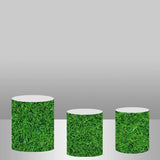 Allenjoy All Green Grass Theme Backdrop Cake Table Cover Kit