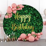 Allenjoy All Green Leaves Simple Circle Happy Birthday Backdrop