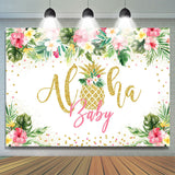 Allenjoy Aloha Baby Tropical Floral Summer Baby Shower Backdrop