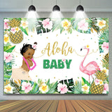 Allenjoy Aloha Flamingo Girls Baby Shower Backdrop Summer Party