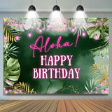 Allenjoy Aloha Greenery Tropical Monstera Birthday Backdrop