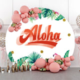 Allenjoy Aloha Summer Flamingo Round Party Backdrop Cover