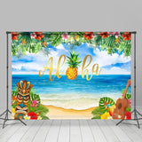 Allenjoy Aloha Summer Tropical Flowers Beach Party Backdrop