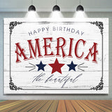 Allenjoy America Star Retro Grey Wood Grain Birthday Backdrop