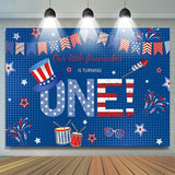 Allenjoy American Flag Hat Blue Happy 1St Bithday Backdrop