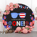 Allenjoy American Flag Sparkle Round 1St Birthday Backdrop