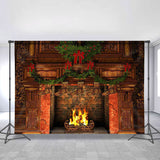 Allenjoy Ancient Architectural Fireplace Chrismas Hanging Backdrop