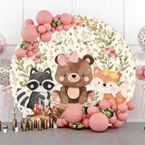 Allenjoy Animal Floral Leaves Round Backdrop For Birthday