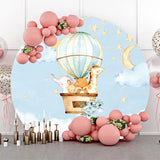 Allenjoy Animals Air Balloon Star Round Baby Shower Backdrop